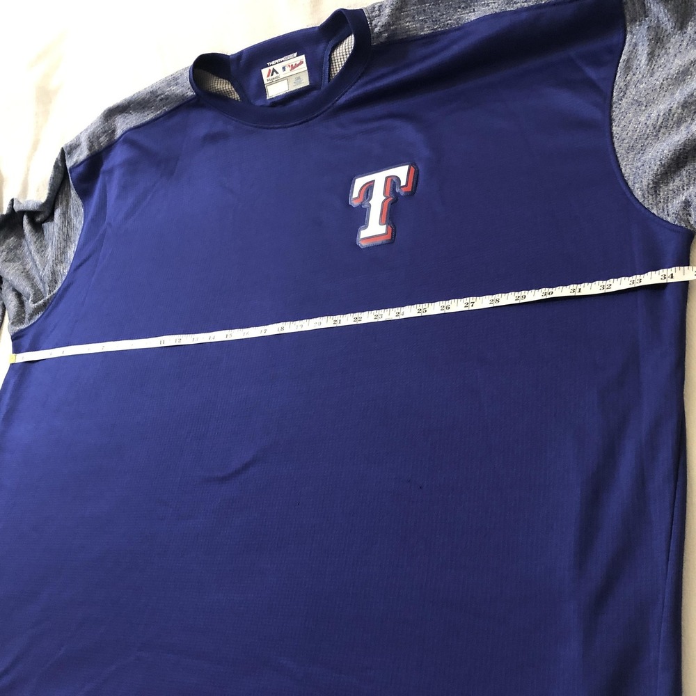Texas Rangers Shirt Mens 5XL Blue Long Sleeve MLB Baseball Majestic ThermaBase - Picture 6 of 10